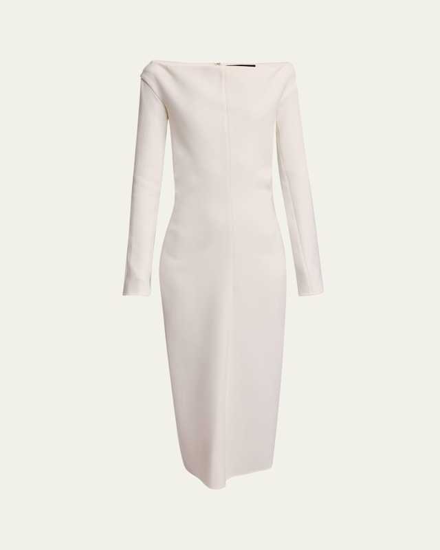 Yara Boat-Neck Bi-Stretch Suiting Dress